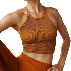NWOT Free People Movement Happiness Runs Lurex Crop Tank